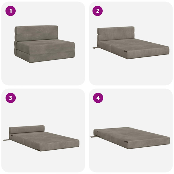 Fällbar Soffbed Ljusgrå 70 x 72 x 60 cm Tyg