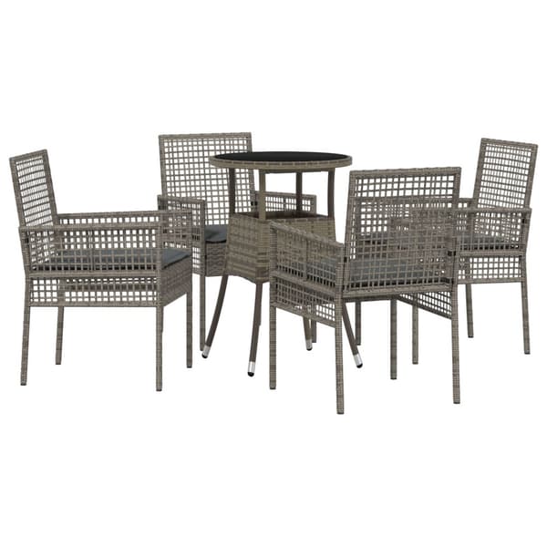 Trädgårdsmöbelset 5 pcs Grå konstrotting