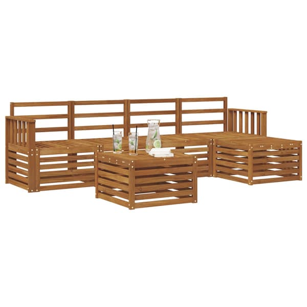 Utomhussoffset 6 pcs Naturfärg Massivt Akaciaträ