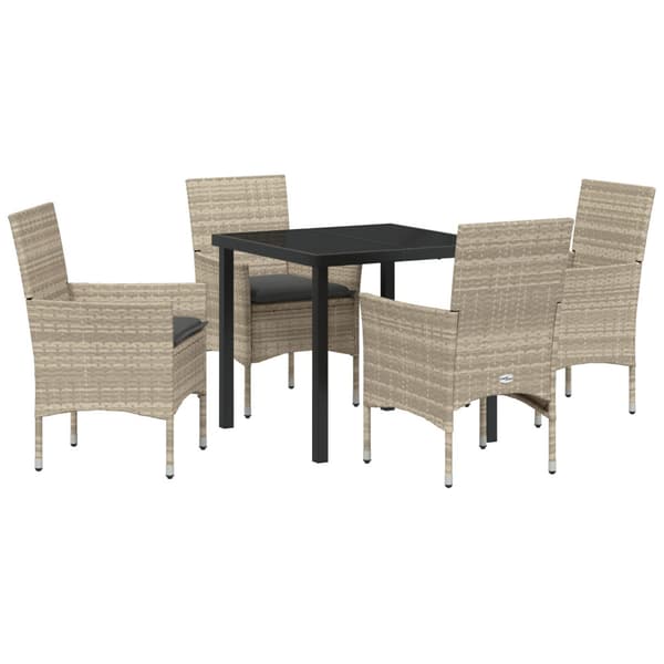 Trädgårdsmöbelset med kudde 5 pcs Ljusgrå konstrotting