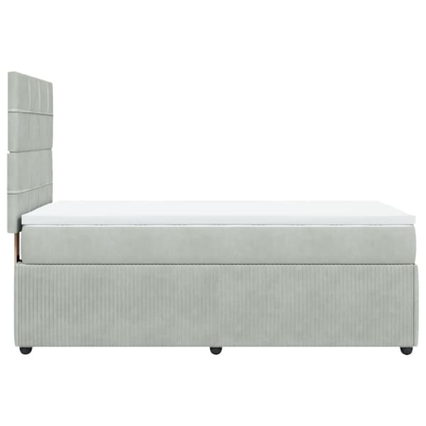 Ramsäng med madrass ljusgrå 90x190 cm sammet