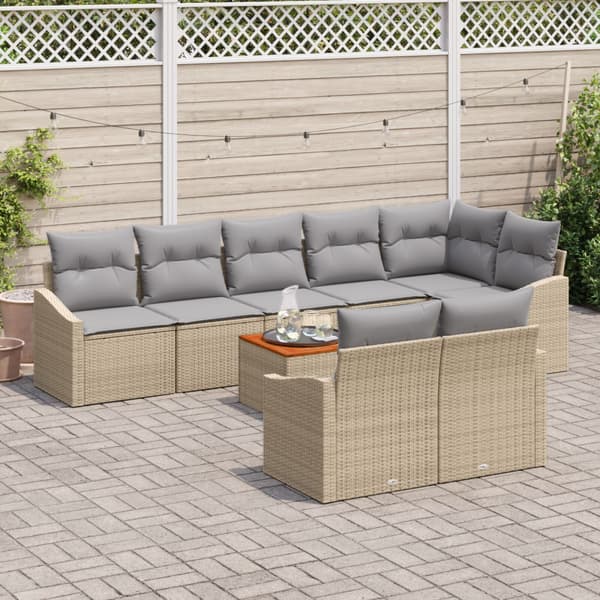 Trädgårdsoffset 9 pcs Beige och Ljusgrå konstrotting