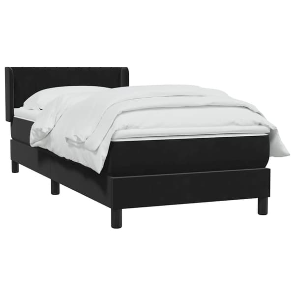 Ramsäng med madrass svart 90x210 cm sammet