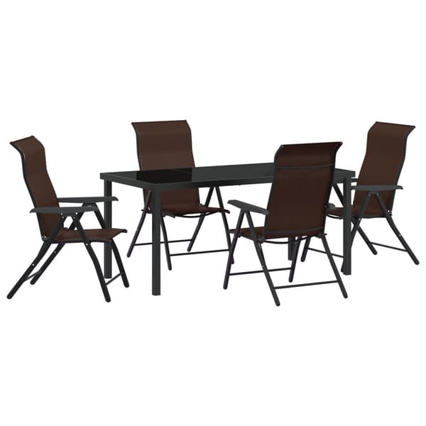 Trädgårdsmöbelset 5 pcs Brun Pulverlackerat stål