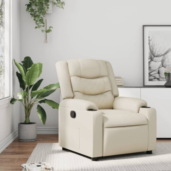 Reclinerfåtölj gräddvit konstläder