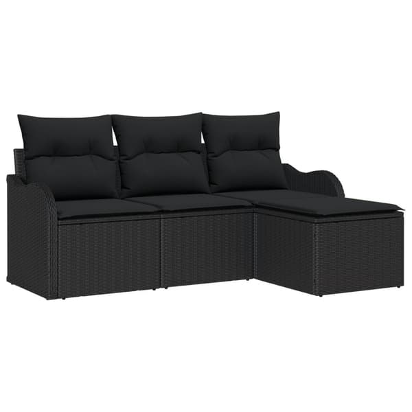 Trädgårdsoffset med lagring 4 pcs Svart konstrotting