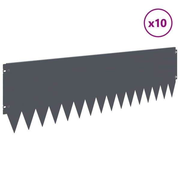 Kant för gräsmatta 10 pcs 103 x 30 cm Stål Antracit