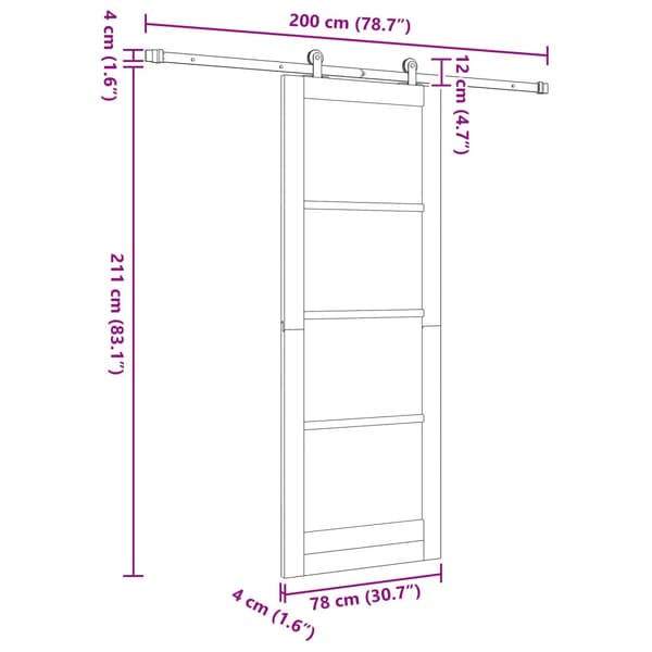 Skjutdörr 78 x 211 cm Konstruerat trä Vit