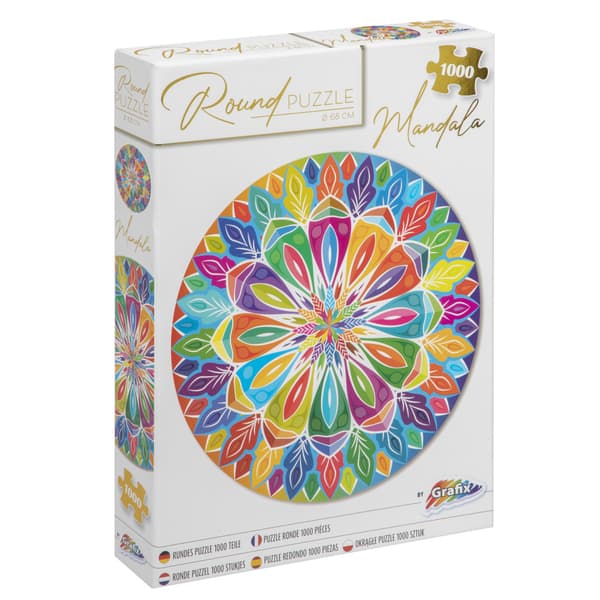 Pussel 1000 bitar : Mandala, runt, diameter 68 cm