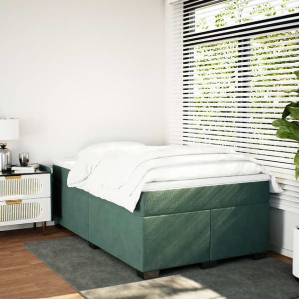 Ramsäng med madrass mörkgrön 120x190 cm sammet
