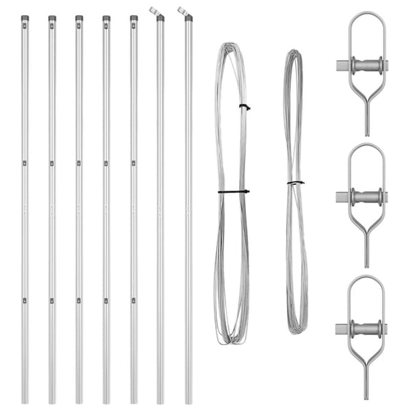 Stängselstolpe 7 pcs Silver Stål