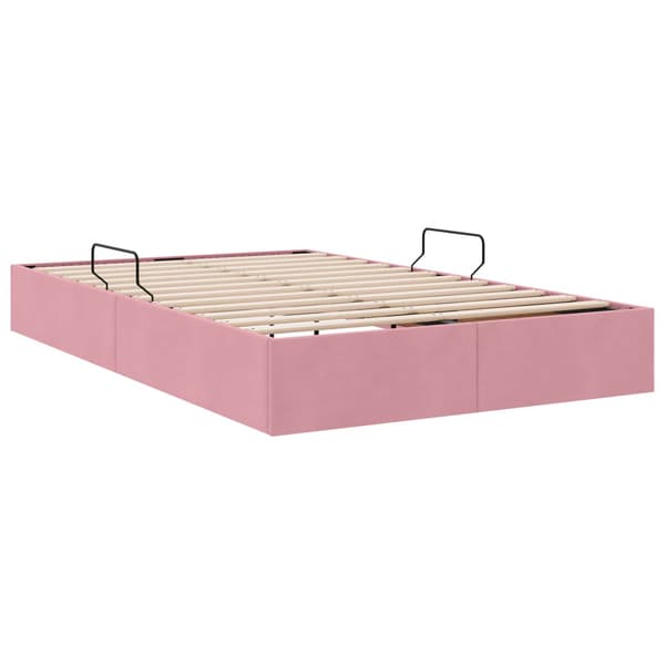Ottoman Sängram med lagring Rosa 120 x 200 cm Sammet