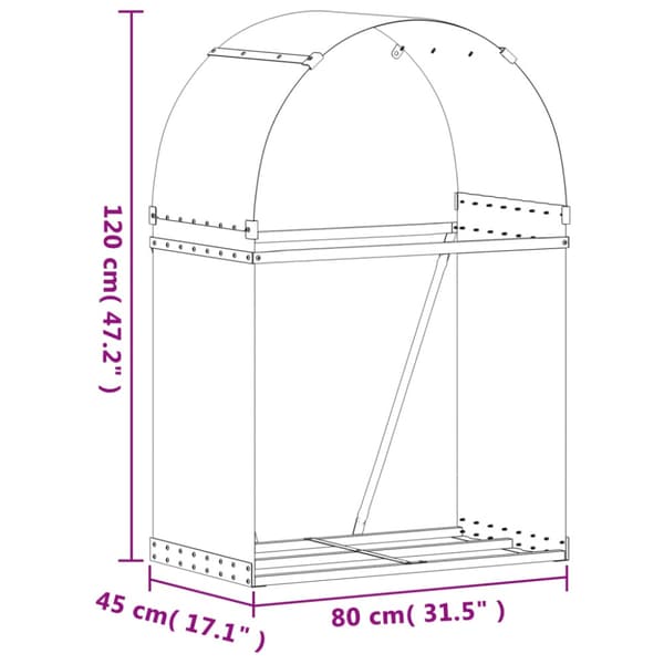 Vedställ silver 80x45x120 cm galvaniserat stål