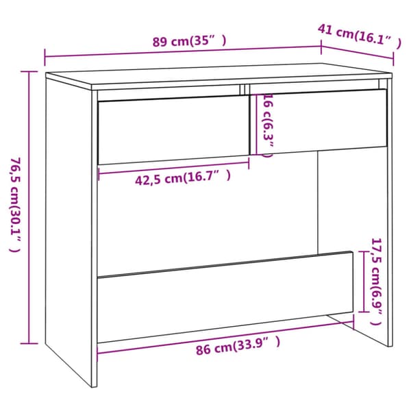 Konsolbord vit 89x41x76,5 cm konstruerat trä