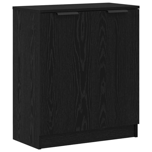 Sideboard med låda 3 pcs Svart Ek Konstruerat trä