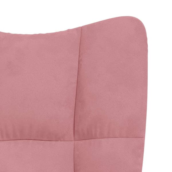 Gungstol med fotpall rosa sammet