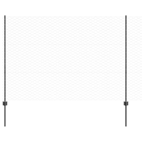 Stängsel med stolpe Grå 1,5 x 25 m Stål