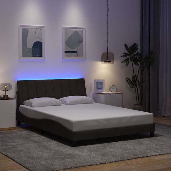 Bed Frame without Mattress "Hanko" Dark Brown 120x200cm Fabric