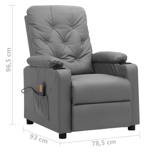Massagefåtölj grå konstläder