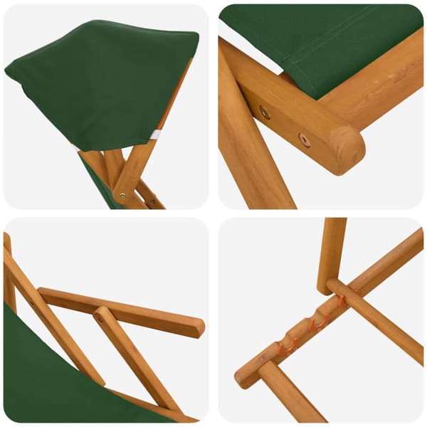 Deck Chair 2 st 3 Position Massiv Eukalyptus Trä Grön
