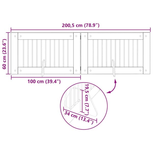 Hundgrind med ställningar 2 pcs Sonoma-ek 100 x 60 cm