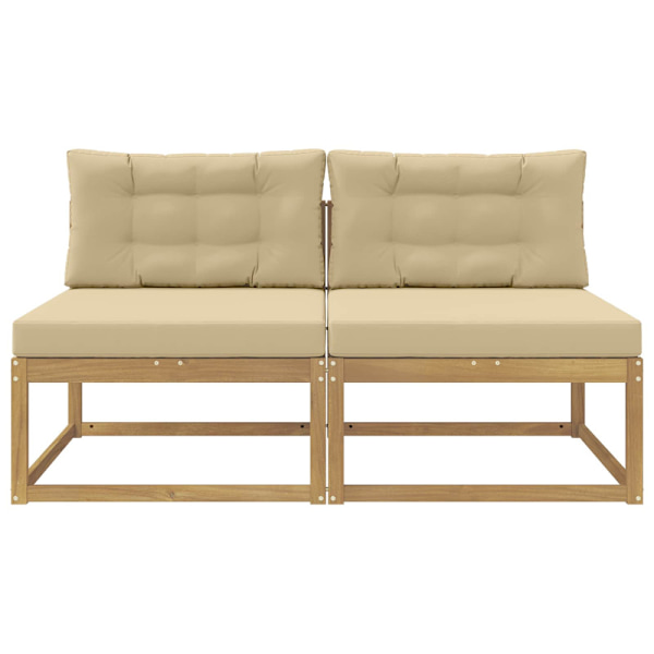2 Stycke Utomhus Mellansoffa Polyester Vit