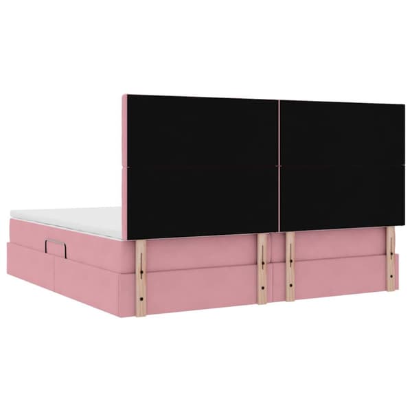 Förvaringssäng med madrass med madrass Rosa 200 x 200 cm Sammet