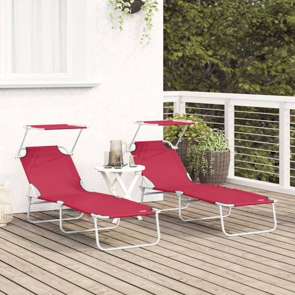 Solstol 2 pcs Röd 58 x 188 x 77cm Polyester