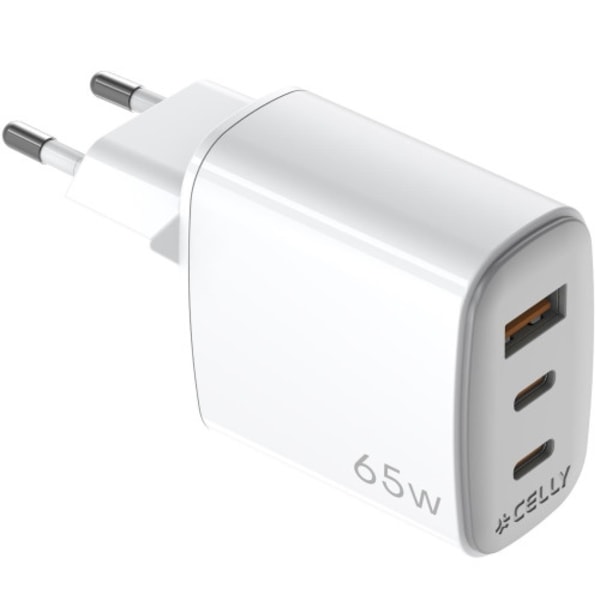 USB-laddare GaN 1 x USB-A + 2 x USB-C PD 65W