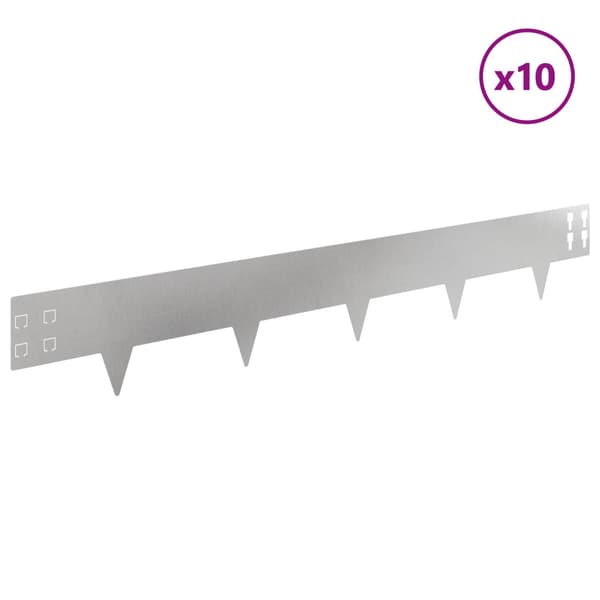 Kant för gräsmatta 10 pcs 100 x 15 cm Stål Silver