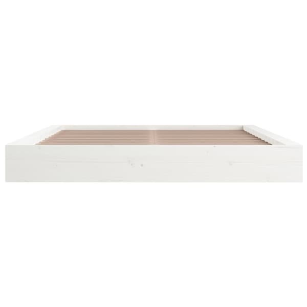 Sängram vit 200x200 cm massivt trä