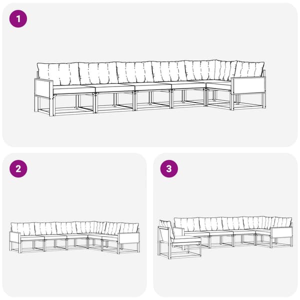Utomhussoffset med kudde 6 pcs Naturlig och Beige