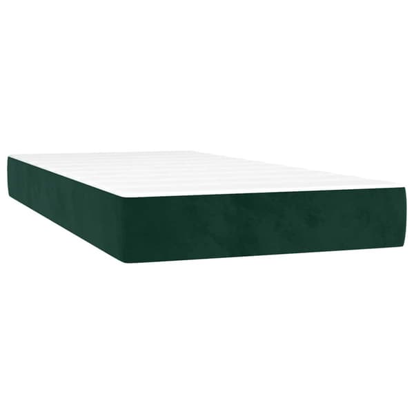 Ramsäng med madrass & LED mörkgrön 90x190 cm sammet