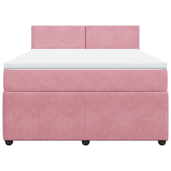 Ramsäng med madrass rosa 140x200 cm sammet