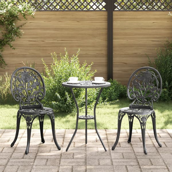 Trädgårds Bistro Set 3 pcs Svart Aluminium