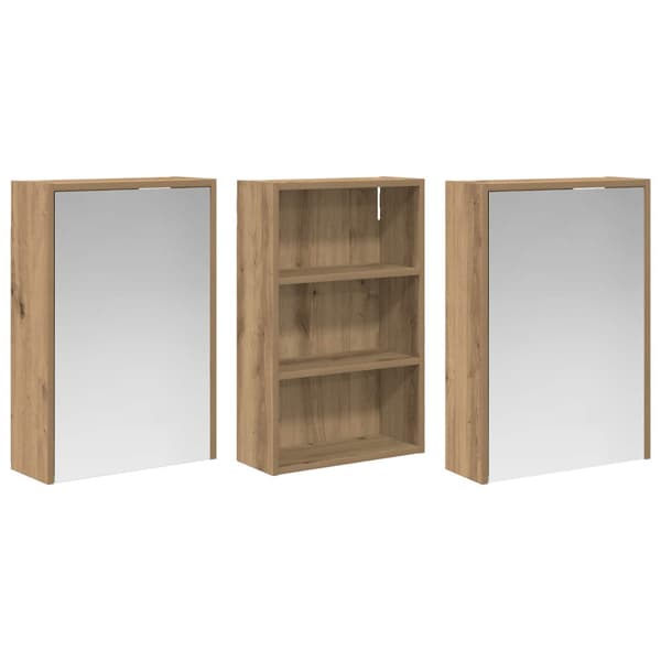 Badrumsskåpsset 3 st 126 x 16 x 62.5 cm Konstruerat trä