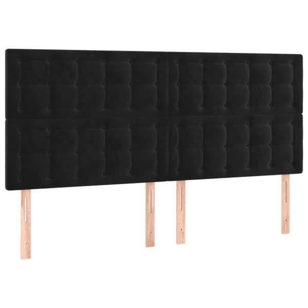 Sänggavel svart 200x5x118/128 cm sammet