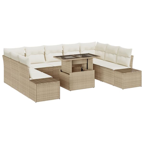 Trädgårdsoffset 10 st Beige konstrotting