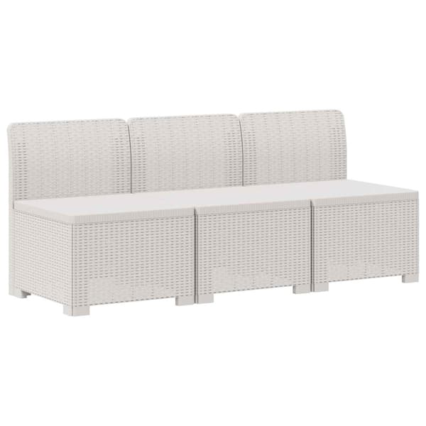 3-sits trädgårdsoffa med kuddar Rattan-look PP Vit