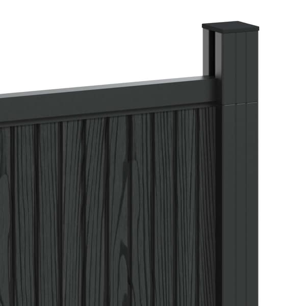 Stängselpanel WPC och aluminium Svart