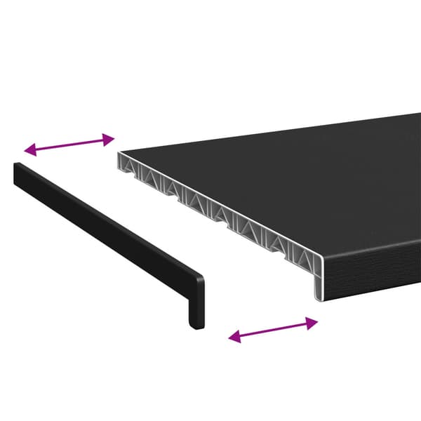 Fönsterbräda Svart med träådring 120 x 45 x 4,5 cm PVC
