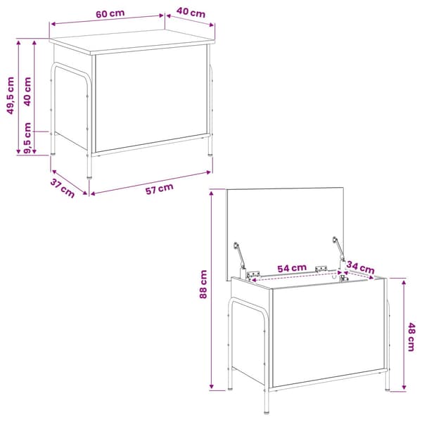 Förvaringslåda Sonoma-ek 80 x 40 x 49,5 cm Konstruerat trä