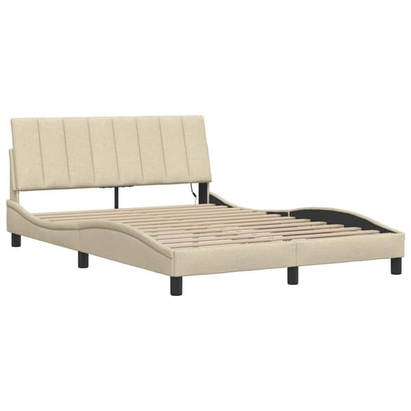 Bed Frame without Mattress "Hanko" Cream 140x200cm Fabric