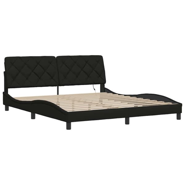 Bed Frame with LED without Mattress Black 180x200 cm Fabric