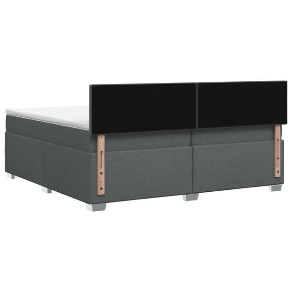 Boxspring säng med madrass och LED Mörkgrå 200 x 200 cm Tyg