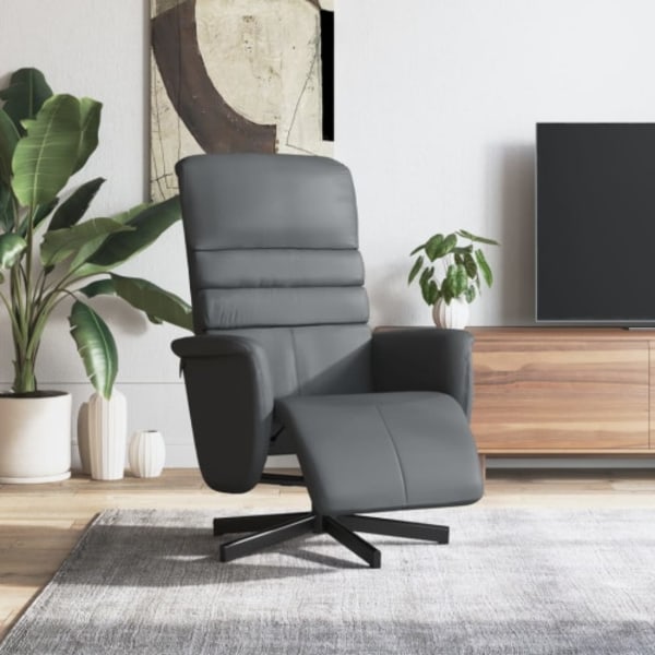 Reclinerfåtölj med fotstöd grå konstläder