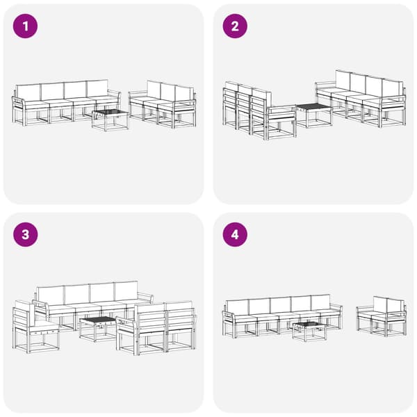 Utomhussoffset med kudde 8 pcs Naturlig och Antracit