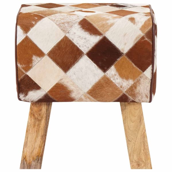 bänk 40 x 30 x 45 cm Äkta läder Brun patchwork