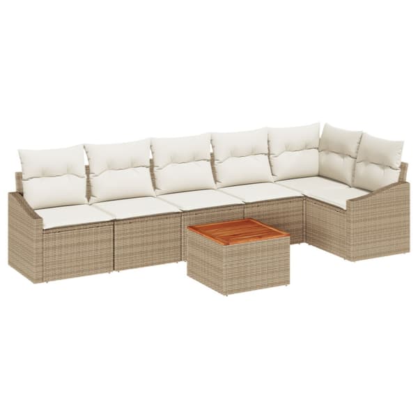 Trädgårdsoffset 7 st Beige och gräddfärgad konstrotting