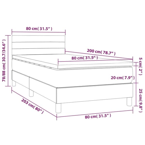 Ramsäng med madrass mörkblå 80x200 cm sammet